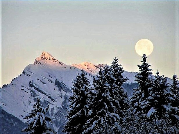 Full moon over the mountain